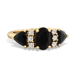 Smoky Quartz Antique Style Three Stone 14K Yellow Gold ring R2186