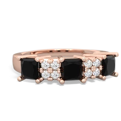 Pink Tourmaline Three Stone Diamond Cluster 14K Rose Gold ring R2592