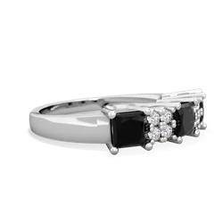 Onyx Three Stone Diamond Cluster 14K White Gold ring R2592