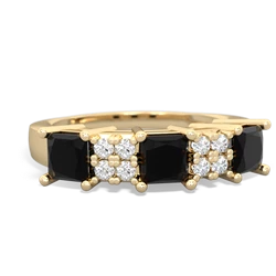 Garnet Three Stone Diamond Cluster 14K Yellow Gold ring R2592