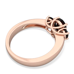 Lab Ruby Three Stone Round Trellis 14K Rose Gold ring R4018