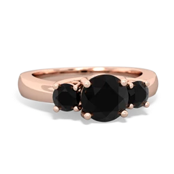 Pink Tourmaline Three Stone Round Trellis 14K Rose Gold ring R4018