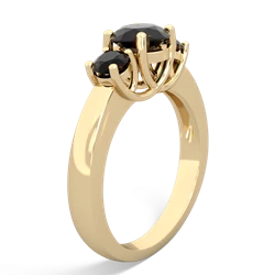 Emerald Three Stone Round Trellis 14K Yellow Gold ring R4018
