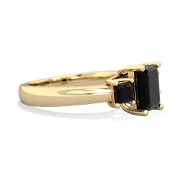 Pink Tourmaline Three Stone Emerald-Cut Trellis 14K Yellow Gold ring R4021