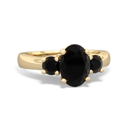 Onyx Three Stone Oval Trellis 14K Yellow Gold ring R4024