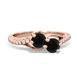 Onyx Infinity Pave Two Stone 14K Rose Gold ring R5285