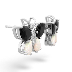 Onyx Butterfly 14K White Gold earrings E2215