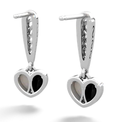 Onyx Filligree Heart 14K White Gold earrings E5070