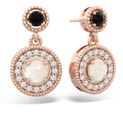 Onyx Halo Dangle 14K Rose Gold earrings E5319