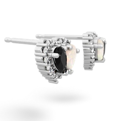 Onyx Halo 14K White Gold earrings E7008