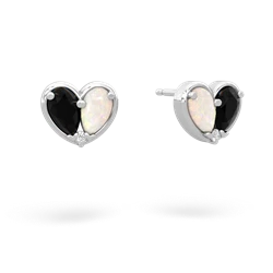 Onyx 'Our Heart' 14K White Gold earrings E5072