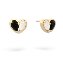 Onyx 'Our Heart' 14K Yellow Gold earrings E5072