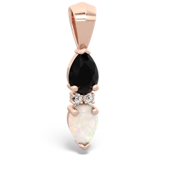 Onyx Bowtie Drop 14K Rose Gold pendant P0865