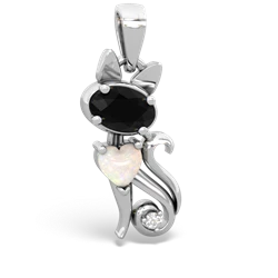 Onyx Kitten 14K White Gold pendant P5780