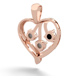 Onyx Glowing Heart 14K Rose Gold pendant P2233