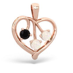 Onyx Glowing Heart 14K Rose Gold pendant P2233