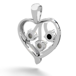 Onyx Glowing Heart 14K White Gold pendant P2233