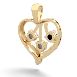 Onyx Glowing Heart 14K Yellow Gold pendant P2233