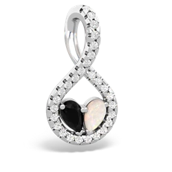 Onyx Pave Twist 'One Heart' 14K White Gold pendant P5360