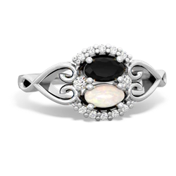 Onyx Love Nest 14K White Gold ring R5860