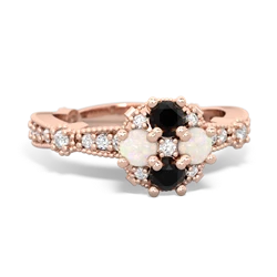 Onyx Sparkling Tiara Cluster 14K Rose Gold ring R26293RD