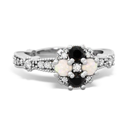 Onyx Sparkling Tiara Cluster 14K White Gold ring R26293RD