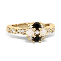 Onyx Sparkling Tiara Cluster 14K Yellow Gold ring R26293RD