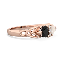 Onyx Celtic Knot Double Heart 14K Rose Gold ring R5040