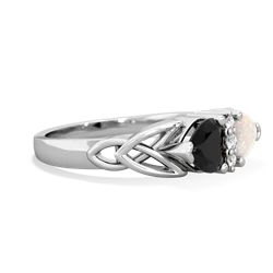 Onyx Celtic Knot Double Heart 14K White Gold ring R5040