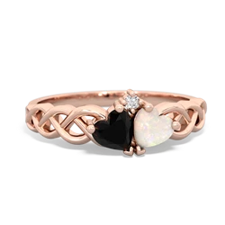 Onyx Heart To Heart Braid 14K Rose Gold ring R5870