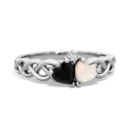 Onyx Heart To Heart Braid 14K White Gold ring R5870