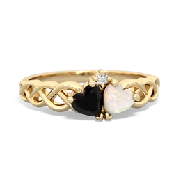 Onyx Heart To Heart Braid 14K Yellow Gold ring R5870