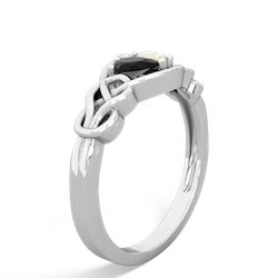 Onyx Celtic Love Knot 14K White Gold ring R5420