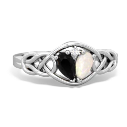 Onyx Celtic Love Knot 14K White Gold ring R5420