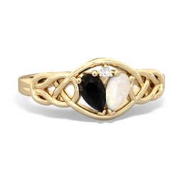 Onyx Celtic Love Knot 14K Yellow Gold ring R5420