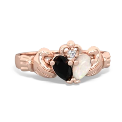 Onyx 'Our Heart' Claddagh 14K Rose Gold ring R2388