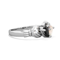 Onyx 'Our Heart' Claddagh 14K White Gold ring R2388