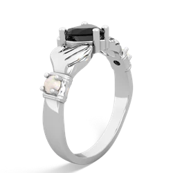 Onyx Claddagh Keepsake 14K White Gold ring R5245