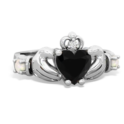 Onyx Claddagh Keepsake 14K White Gold ring R5245