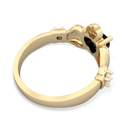 Onyx Claddagh Keepsake 14K Yellow Gold ring R5245