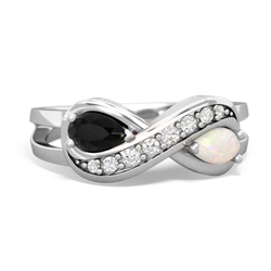 Onyx Diamond Infinity 14K White Gold ring R5390