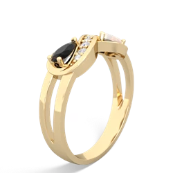 Onyx Diamond Infinity 14K Yellow Gold ring R5390