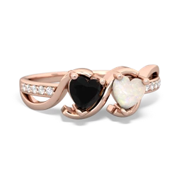 Onyx Side By Side 14K Rose Gold ring R3090