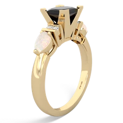 Onyx 6Mm Princess Eternal Embrace Engagement 14K Yellow Gold ring C2002