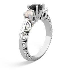Onyx Art Deco Eternal Embrace Engagement 14K White Gold ring C2003