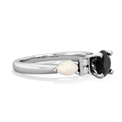 Onyx 6Mm Round Eternal Embrace Engagement 14K White Gold ring R2005