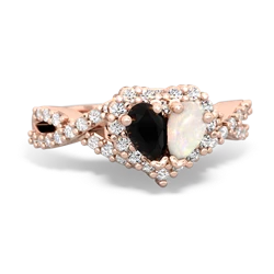 Onyx Diamond Twist 'One Heart' 14K Rose Gold ring R2640HRT