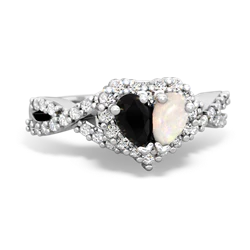 Onyx Diamond Twist 'One Heart' 14K White Gold ring R2640HRT