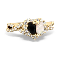 Onyx Diamond Twist 'One Heart' 14K Yellow Gold ring R2640HRT