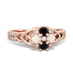 Onyx Celtic Knot Cluster Engagement 14K Rose Gold ring R26443RD